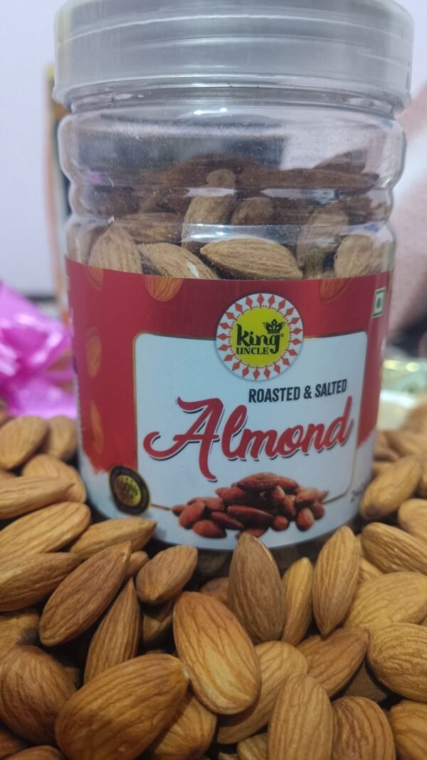 King Uncle's Californian Roasted and Lightly Salted Almonds, 250 Grams, Dry Fruit, High Protien Snack and Super Healthy Crunchy Nuts