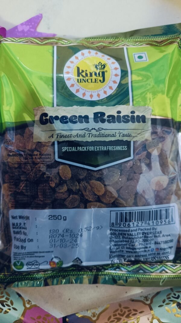 King Uncle Green Raisins: A Finest and Traditional Taste 250g - Image 2