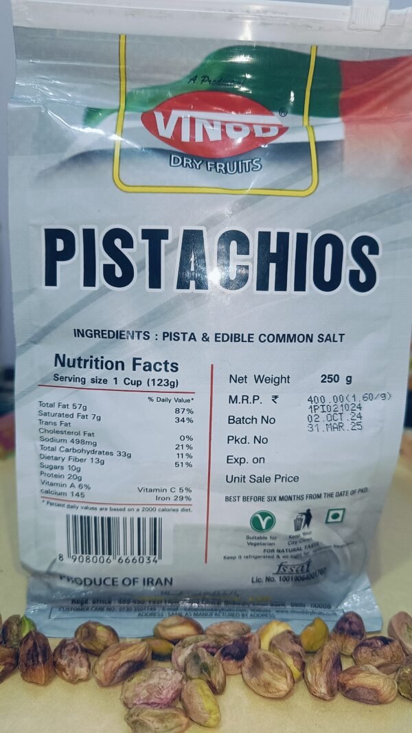 Vinod Dry Fruits Pistachios: A Delightful Treat 250g - Image 3