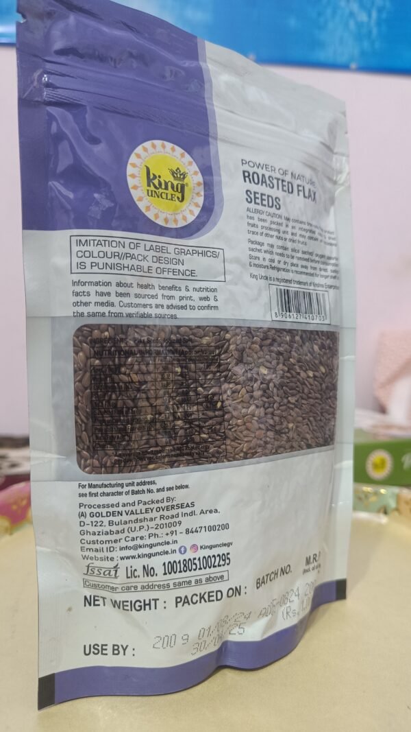 King Uncle Roasted Flax Seeds: Power of Nature 200g - Image 2